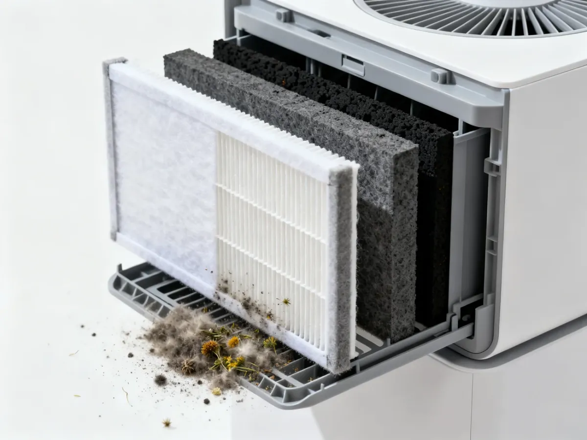 Warstwy filtrów w oczyszczaczu powietrza