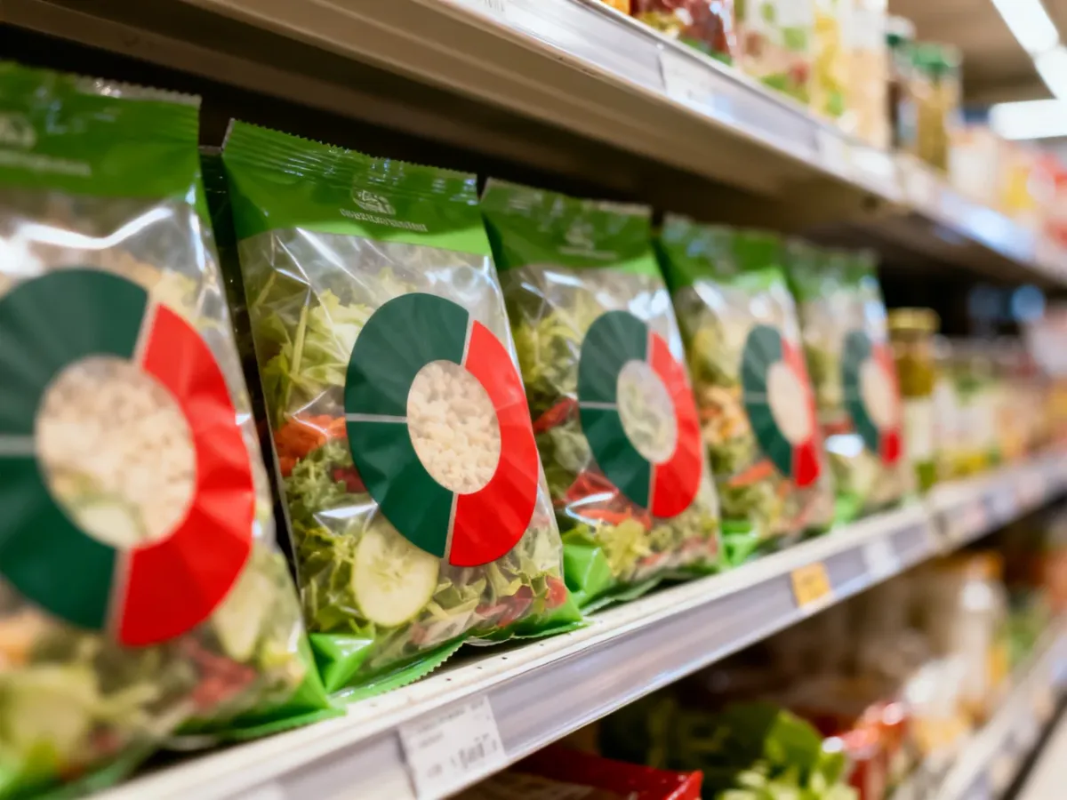 Podobne produkty spożywcze porównywane według kolorowej skali Nutri-Score